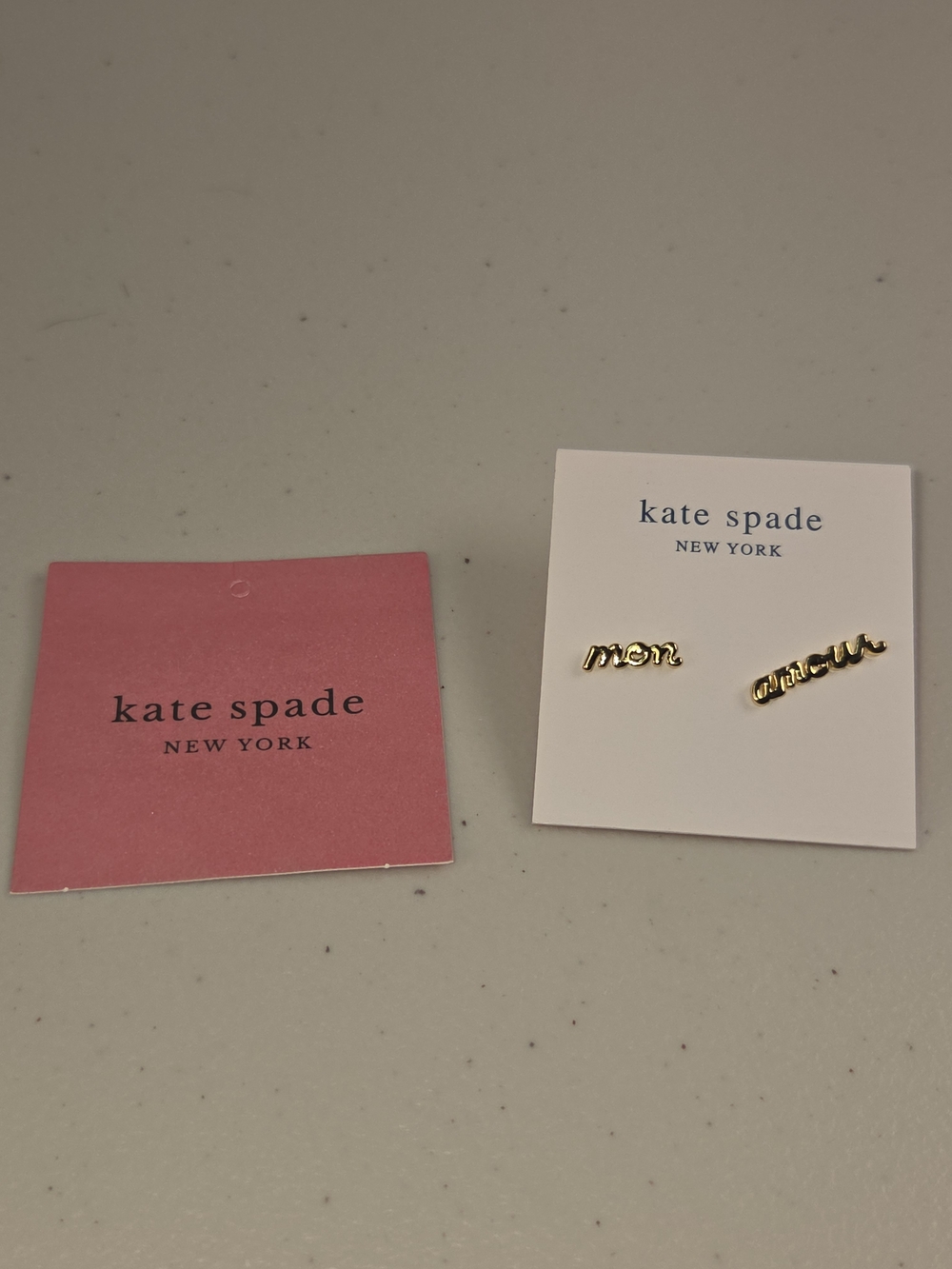 kate spade New York Gold Script 'mom' and 'amour' Stud Earrings